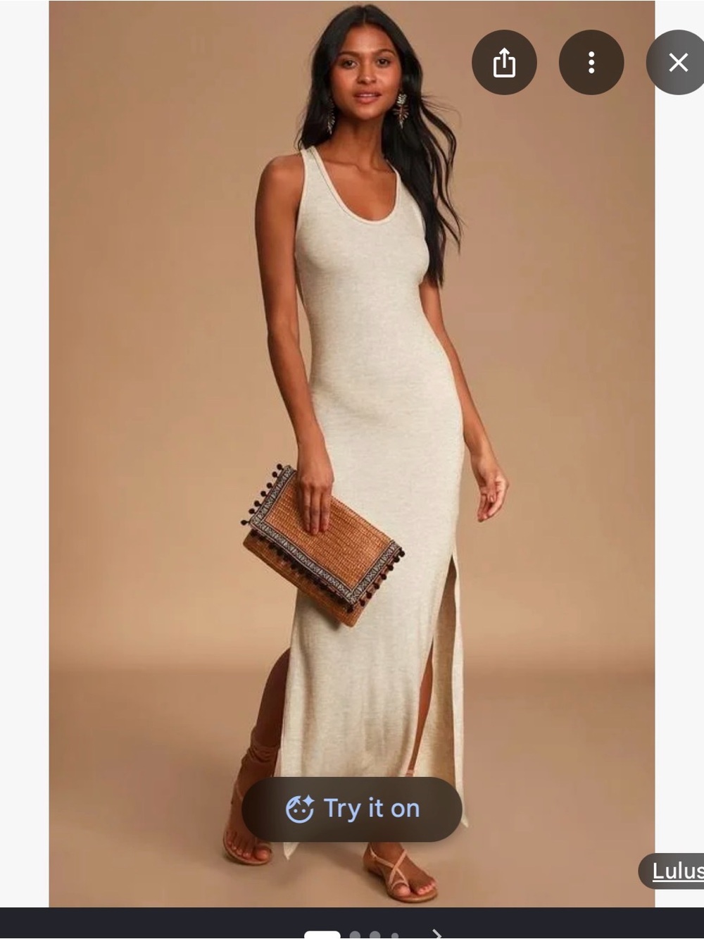 Lulu's Beige Racerback Maxi Dress